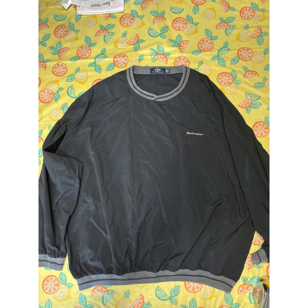 Vintage Mens Vantage Budweiser Windbreaker Pullover XXL Black